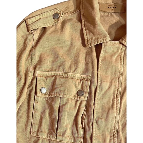 Blank NYC Women Jacket Medium Size Buff Twill Utility Beige Cotton Pockets - Picture 9 of 13